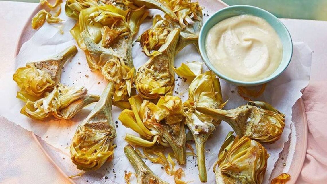 Crispy Artichokes With Salsa Verde & Saffron Mayo